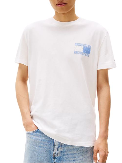 T-shirt uomo bianca in cotone Tommy Jeans | DM0DM20774YBL